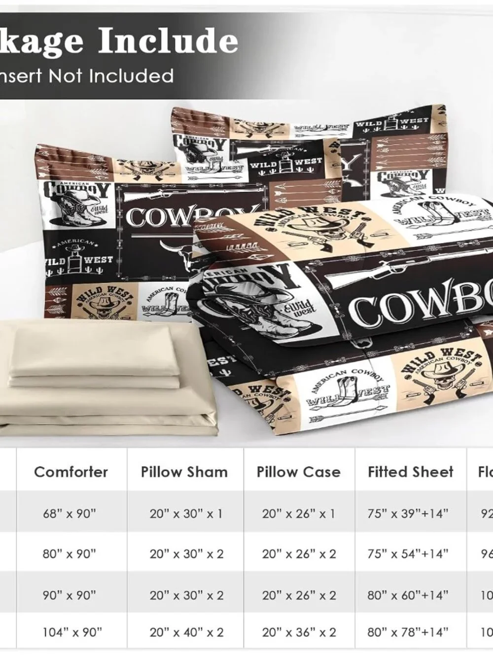 7 Pcs Queen Size Comforter Set with 2 Pillowcases & 2 Shams, Vintage Cowboy West